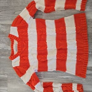 Vintage Striped Orange and White Sweater